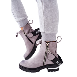 PS1 Bottes chaudes avec une fermeture éclair Gris Cortona