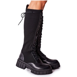 PB1 Bottes hautes avec une chaussette Black Monteri noir