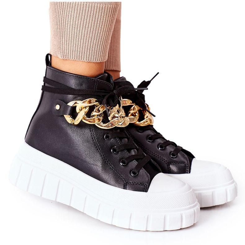 PB1 Baskets hautes sur la plate-forme noire La Rocca le noir