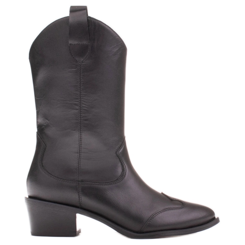 Marco Shoes Bottes de cowboy en cuir véritable noir