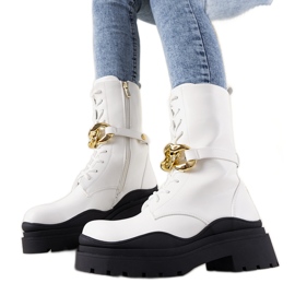 Bottines blanches avec une chaîne de Rock It