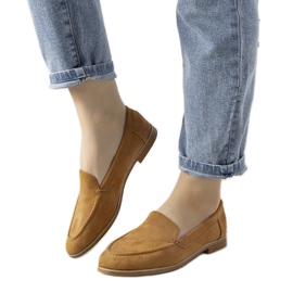 Mocassins Downtown à talon plat camel brun