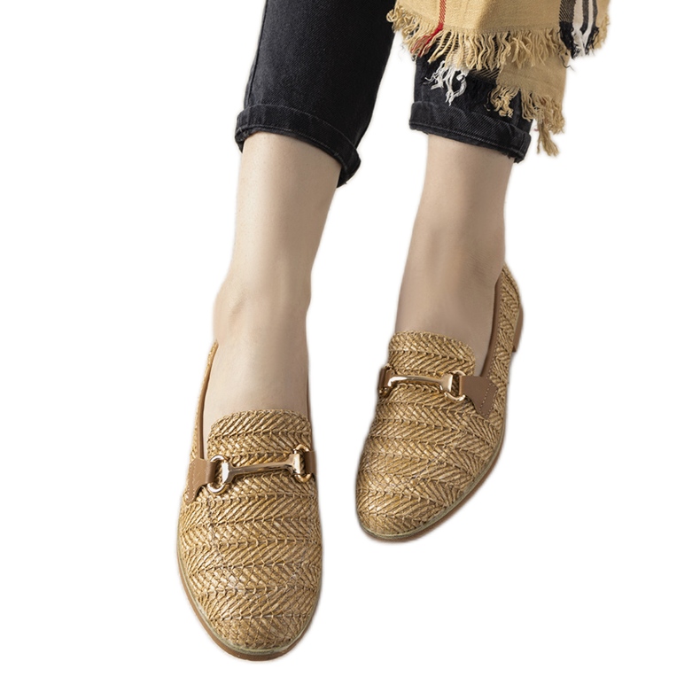Mocassins camel à boucle Leone brun