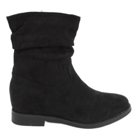 Bottes noires sur un talon compensé caché D7568 Noir