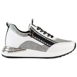 Baskets VINCEZA avec fermeture éclair blanc gris