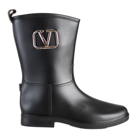 SHELOVET Bottes Wellington avec décoration noir