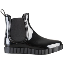 SHELOVET Galoches laquées sur la plate-forme noir