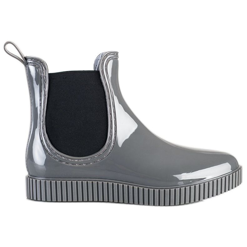 SHELOVET Galoches laquées sur la plate-forme gris