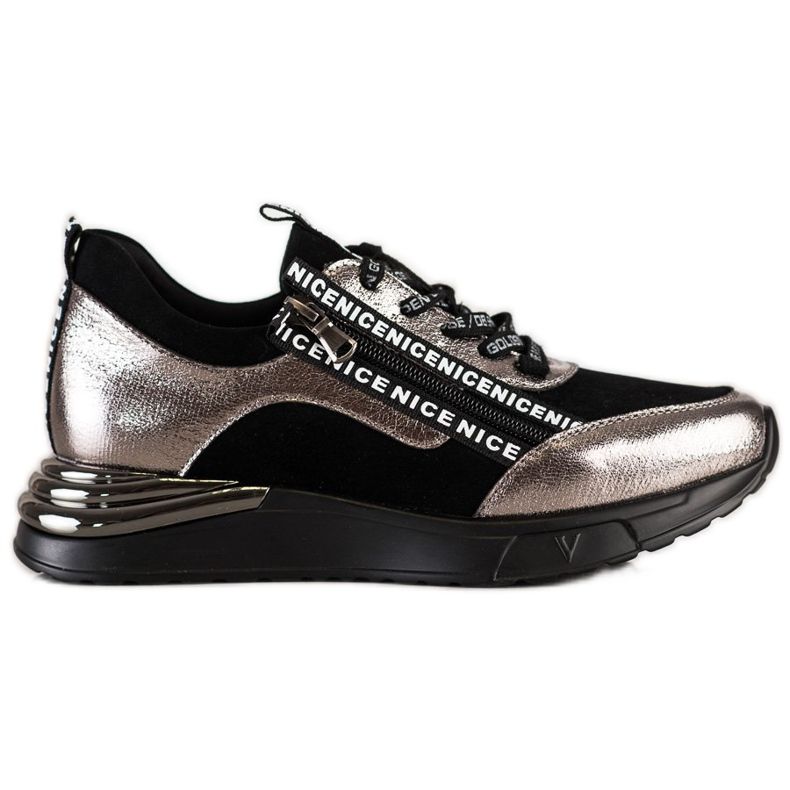 Baskets VINCEZA avec fermeture éclair le noir d'or Baskets VINCEZA avec fermeture éclair le noir d'or