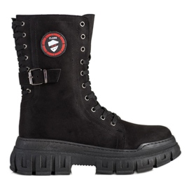 SHELOVET Bottes en daim sur la plateforme noir