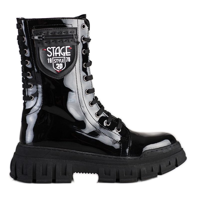 SHELOVET Bottes noires sur plateforme le noir