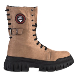 SHELOVET Bottes en daim sur la plate-forme brun