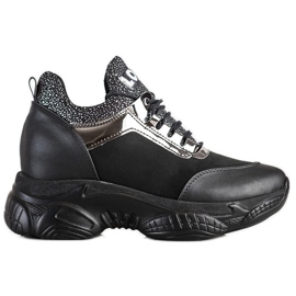 SHELOVET Baskets compensées à la mode Love noir