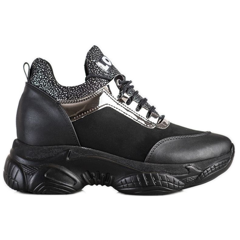 SHELOVET Baskets compensées à la mode Love le noir