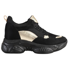 SHELOVET Baskets confortables NOIR et OR le noir d'or