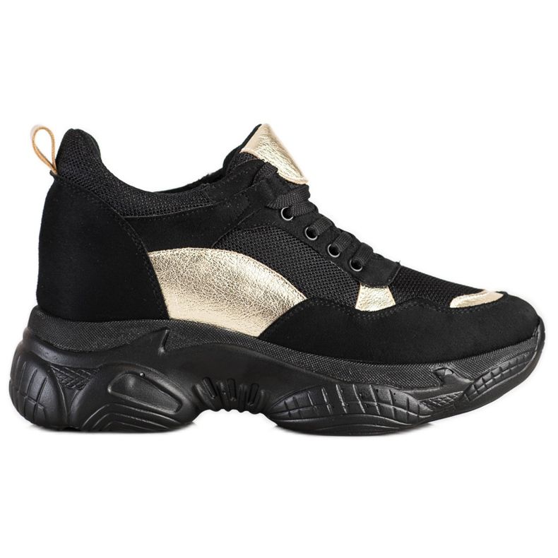 SHELOVET Baskets confortables NOIR et OR le noir d'or