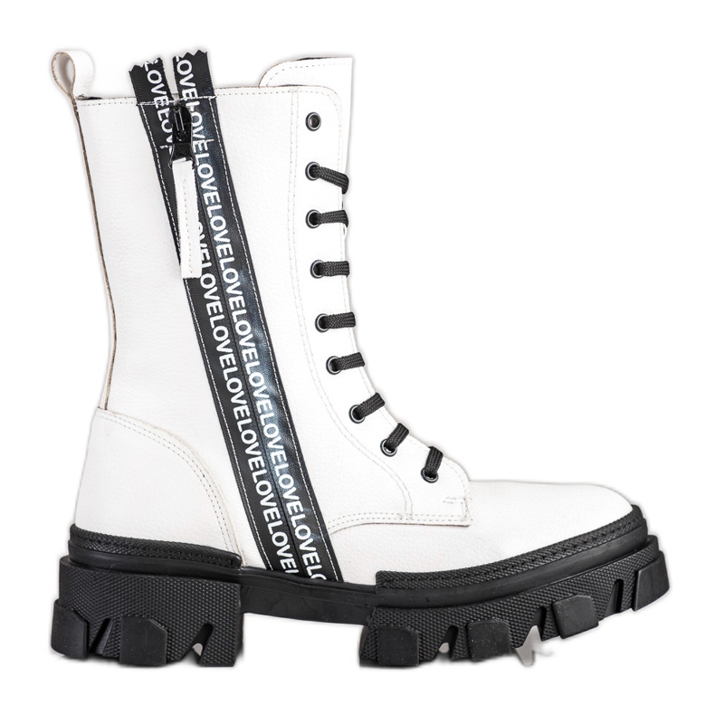 SHELOVET Bottes Avec Amour En Cuir Éco blanche SHELOVET Bottes Avec Amour En Cuir Éco blanche