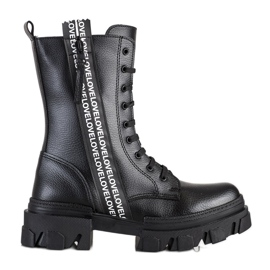 SHELOVET Bottes Avec Amour En Cuir Éco noir