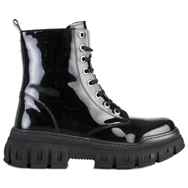 SHELOVET Bottes chaudes en cuir écologique noir