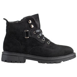 SHELOVET Bottines en daim à lacets noir