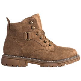 SHELOVET Bottines en daim à lacets brun