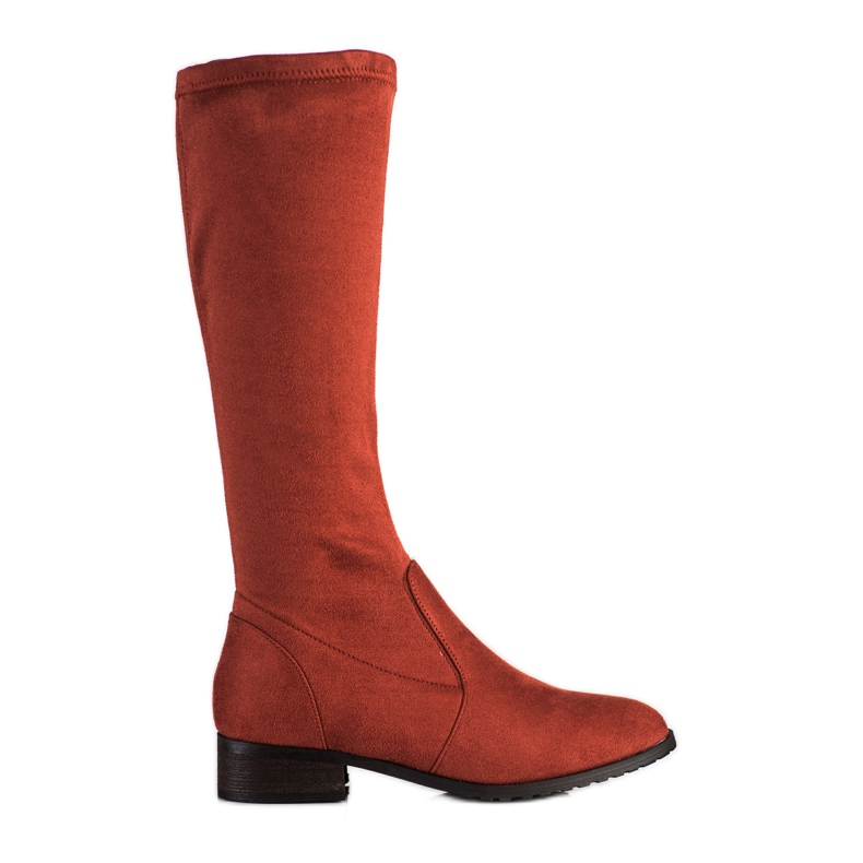 M.Daszyński Bottes à talon plat en daim rouge