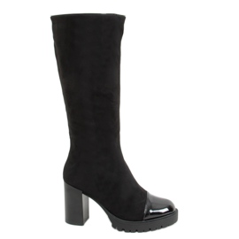 Bottines noires à talons larges CH19187-1 Noir le noir
