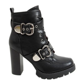 Bottines à talons larges noires M556 Noir