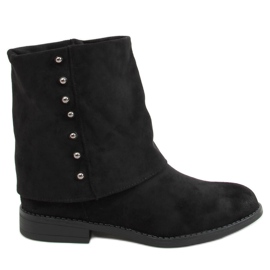 Bottes noires sur un talon compensé caché D7719 Noir