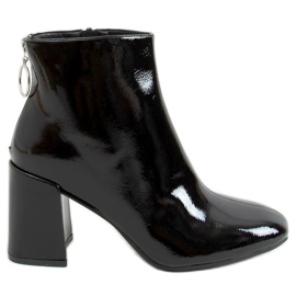 Bottines à talons laquées noires A-323 Noir