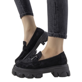 Mocassins noirs sur semelle haute Perla