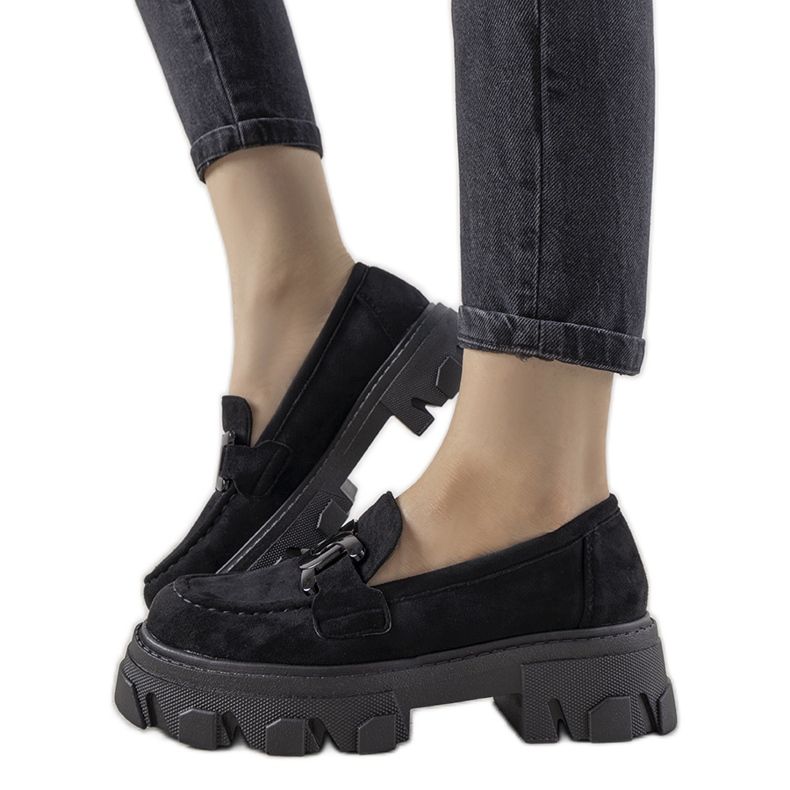 Mocassins noirs sur semelle haute Perla le noir