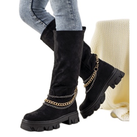Bottines noires avec chaîne Saturday le noir