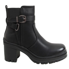Bottines militaires noires à talons 8998-11 Noir