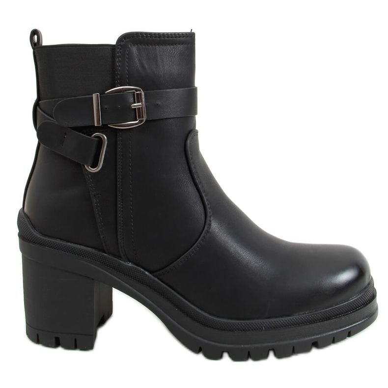 Bottines militaires noires à talons 8998-11 Noir le noir
