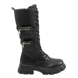 RXJ100 Bottes noires avec pochettes le noir