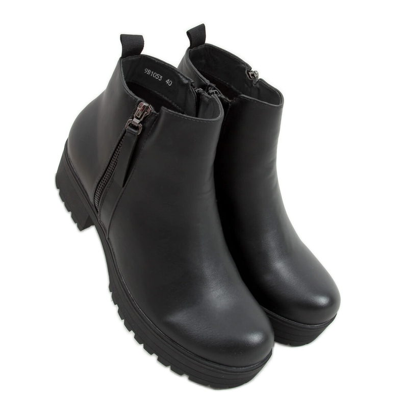Bottines noires à semelles épaisses 9B1053 Noir le noir