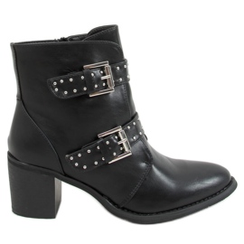 Bottines noires à talons et clous C760 Black