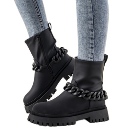 Bottines noires avec chaîne Inspiration