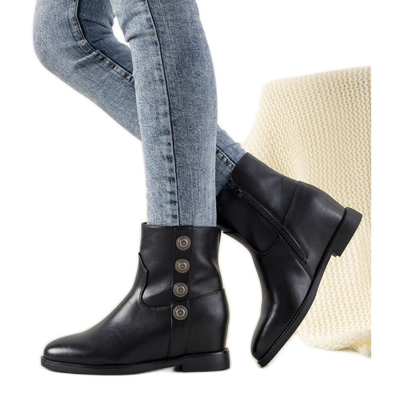 Bottines noires à talon caché de chez Impression le noir