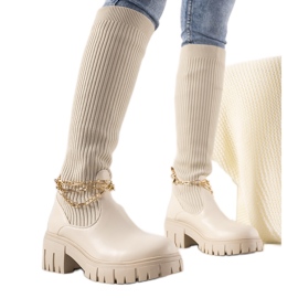Bottes beiges avec une tige de chaussette Cheers