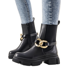 Bottines noires avec chaîne Trinity le noir