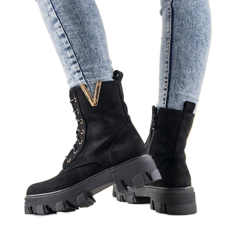 Boots noires sur semelle haute Rudes le noir Boots noires sur semelle haute Rudes le noir