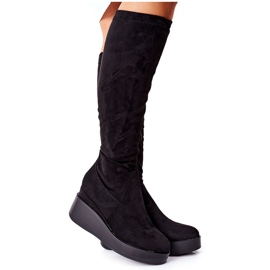 S.Barski Bottines Compensées En Daim S. Barski Noir Celina le noir