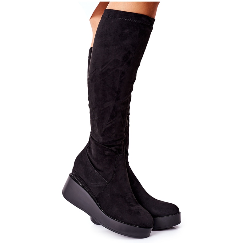 S.Barski Bottines Compensées En Daim S. Barski Noir Celina le noir