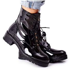 S.Barski Bottines Femme Laquées Noir Maniana