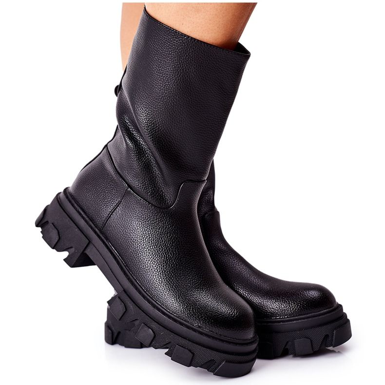 S.Barski Bottes hautes sur noir Loren Traper le noir