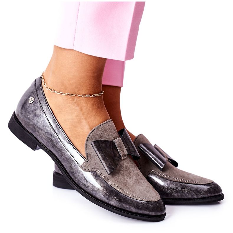 Mocassins Femme Brogues Maciejka Laqué Gris 04099-03 / 00-1 Mocassins Femme Brogues Maciejka Laqué Gris 04099-03 / 00-1