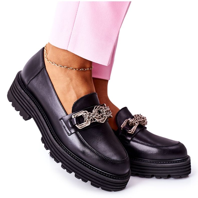 Mocassins Femme Mocassins Cuir Noir Laura Messi 2383 le noir