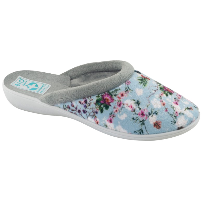 Chaussons Cherry Blossom Adanex 26763 Bleu Aloe Vera gris